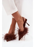 Lodičky s a otevřenou patou čokoládové model 21715217 - Boto