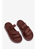 dámské pantofle na platformě s pásky čokoládové model 21943276 - Boto