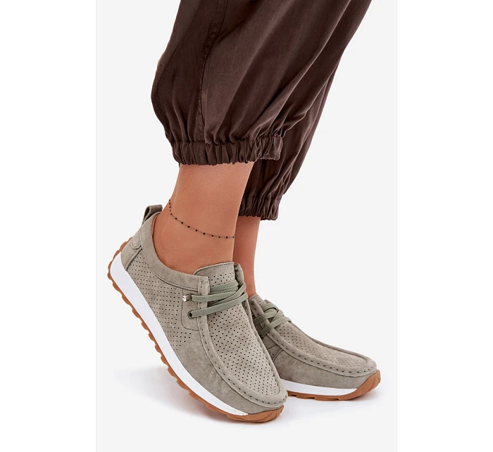 Dámské polobotky z přírodního semiše Zelená model 22091770 - EVENTO