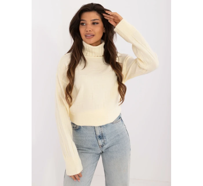 Sweter AT SW jasny żółty model 20459079 - FPrice Sweter AT SW jasny żółty model 20459079 - FPrice