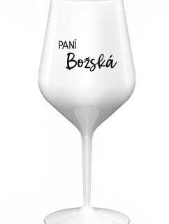 PANÍ BOŽSKÁ - bílá nerozbitná sklenice na víno 470 ml