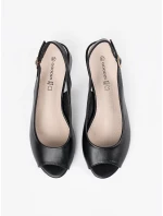 Zajímavé  sandály dámské černé na širokém podpatku