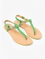 Luxusní  sandály dámské zelené bez podpatku