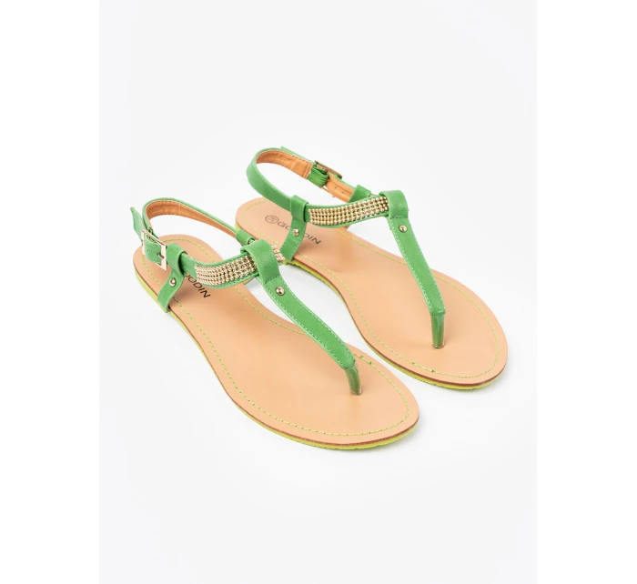 Luxusní  sandály dámské zelené bez podpatku