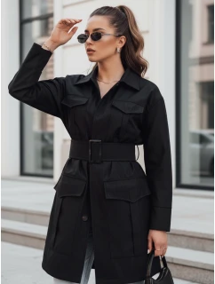 VERMONT dámský přechodový kabát s vázáním černý FashionStreet NY0582