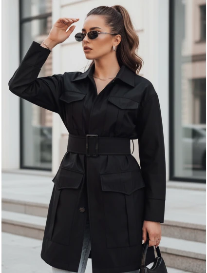 VERMONT dámský přechodový kabát s vázáním černý FashionStreet NY0582