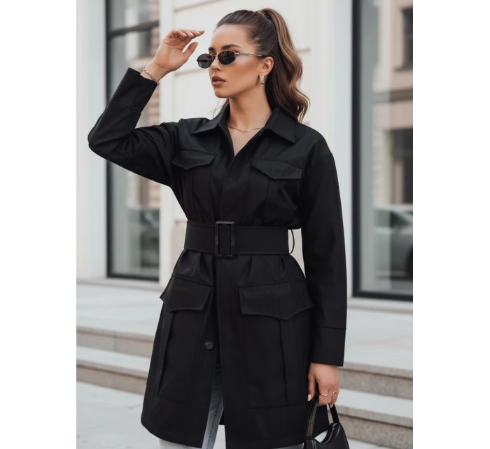 VERMONT dámský přechodový kabát s vázáním černý FashionStreet NY0582