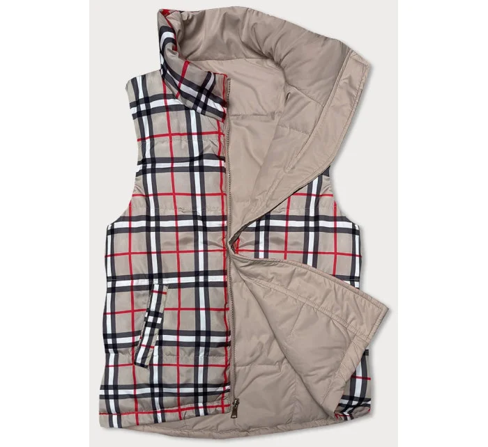 Oboustranná béžová dámská vesta model 18471338 - Miss TiTi