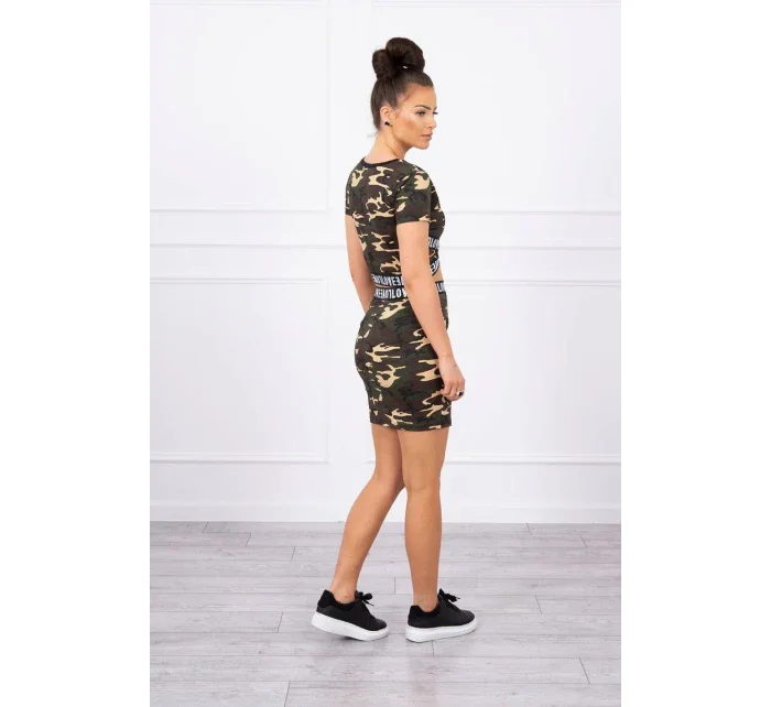 Souprava halenky se sukní moro khaki+hnědá Souprava halenky se sukní moro khaki+hnědá