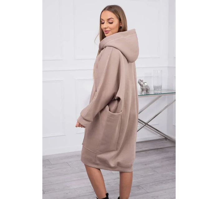 Zateplená oversize mikina tmavě béžová