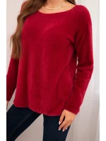 Dámský svetr z měkké pleteniny s kulatým výstřihem bordový Dámský svetr z měkké pleteniny s kulatým výstřihem bordový