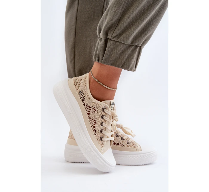 Dámské krajkové tenisky model 21655690 Beige - Lee Cooper