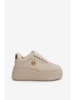 Sneakersy Dámské Sportovní Boty Zateplené Na Masivní Podešvi Béžové Ardiela Sneakersy Dámské Sportovní Boty Zateplené Na Masivní Podešvi Béžové Ardiela