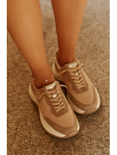 Dámské semišové tenisky na platformě Big Star RR274A345 HI-POLY SYSTEM Tmavě béžové