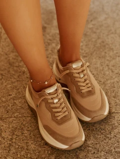 Dámské semišové tenisky na platformě Big Star RR274A345 HI-POLY SYSTEM Tmavě béžové