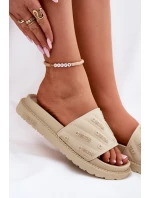 Dámské Klapky Na Platformě Big Star RR274A542 Béžové Dámské Klapky Na Platformě Big Star RR274A542 Béžové