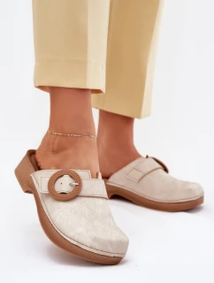 Dámské Pantofle S Přezkou Béžové model 21702160 - Inblu