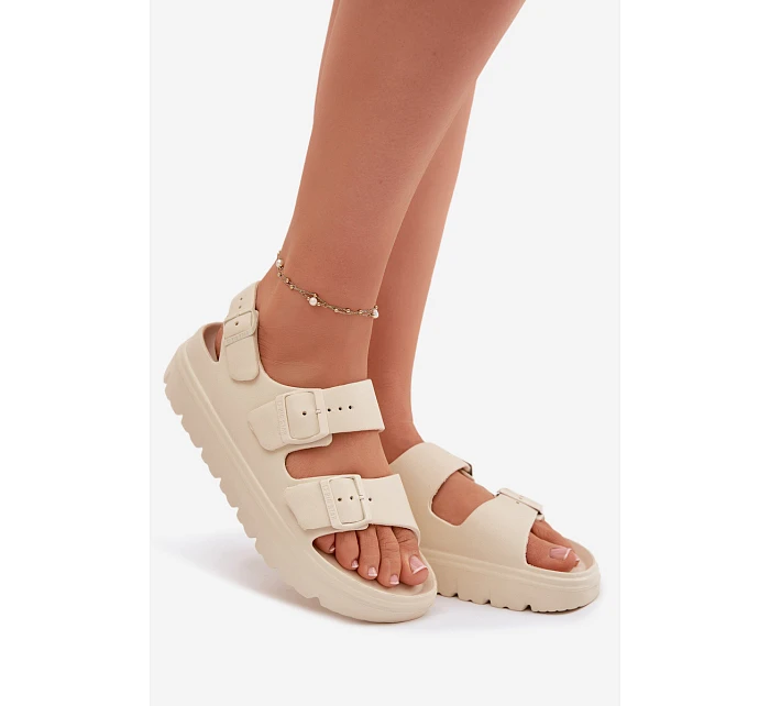 Dámské pěnové sandály na platformě Big Star model 22100692 světle béžové - Big Star Shoes