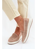 Dámské síťované mokasíny Sergio Leone MK097H béžové