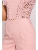 M866 Kombinéza s krajkovými panely - pudrová