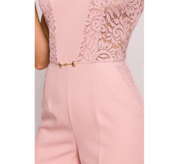 M866 Kombinéza s krajkovými panely - pudrová