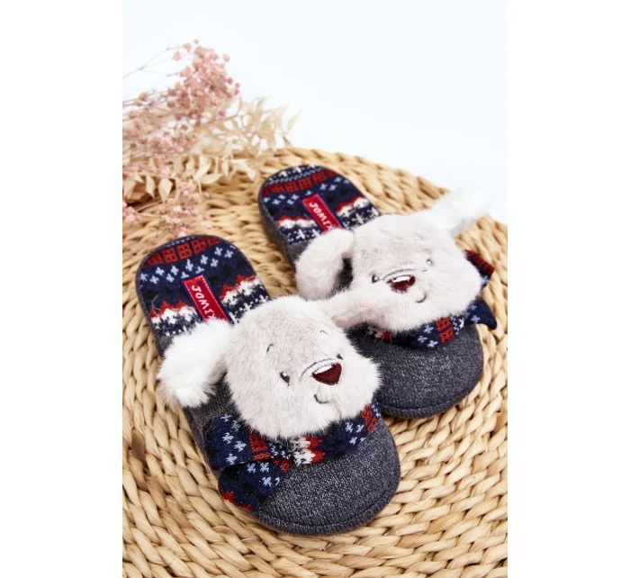 Dětské pantofle se silnou podrážkou s medvídkem Grey Dasca