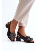 Kožené sandály s ozdobou Laura Messi 2719 Black Kožené sandály s ozdobou Laura Messi 2719 Black