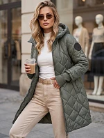 Dlouhá dámská prošívaná přechodová bunda, zelená, FashionStreet TY5863
