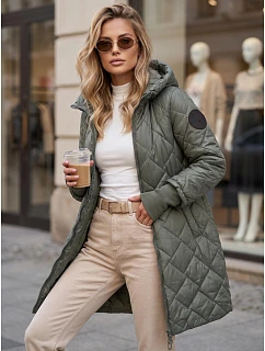Dlouhá dámská prošívaná přechodová bunda, zelená, FashionStreet TY5863