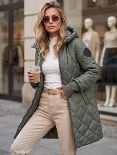 Dlouhá dámská prošívaná přechodová bunda, zelená, FashionStreet TY5863