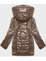 Tmavě béžová dámská bunda s asymetrickým zipem (B8087-46046)