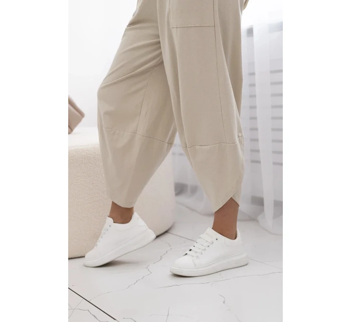 Bavlněný komplet halenka + kalhoty béžový Bavlněný komplet halenka + kalhoty béžový