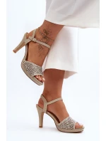 Ozdobené sandály na podpatku D&A MR1038-44 Zlaté Ozdobené sandály na podpatku D&A MR1038-44 Zlaté