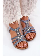 Dámské Ploché Sandály S Pásky Modré model 21693456 - Artiker Dámské Ploché Sandály S Pásky Modré model 21693456 - Artiker