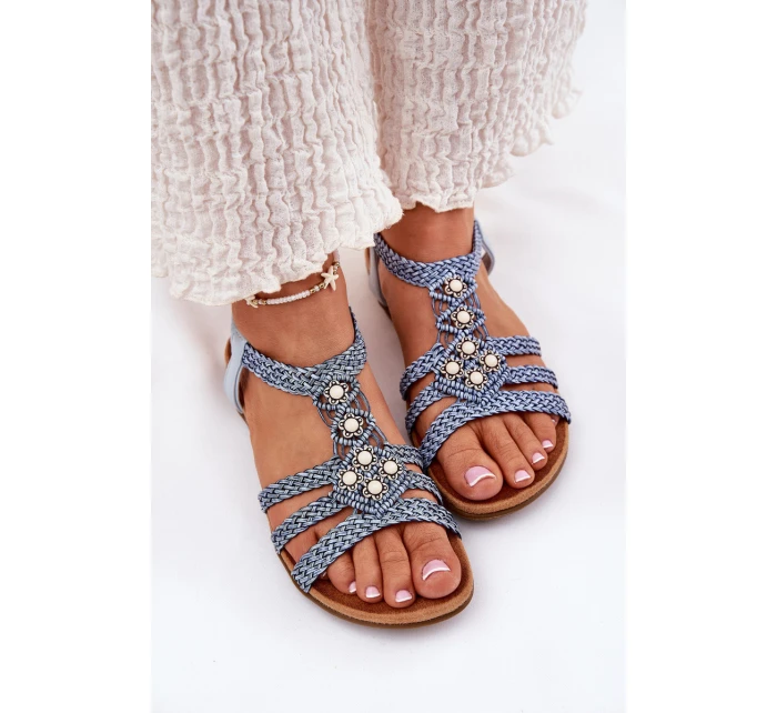 Dámské Ploché Sandály S Pásky Modré model 21693456 - Artiker Dámské Ploché Sandály S Pásky Modré model 21693456 - Artiker
