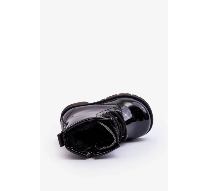 Dětské lakované kotníkové boty na zip, Black Tibbie