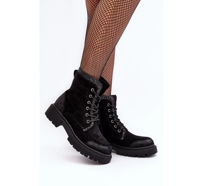 Zdobené dámské pracovní boty se zipem Black Santelia Zdobené dámské pracovní boty se zipem Black Santelia