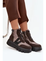 Dámské zateplené kotníkové boty na platformě 58562 Hnědá vzor - Vinceza Dámské zateplené kotníkové boty na platformě 58562 Hnědá vzor - Vinceza