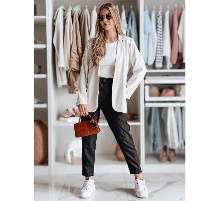 Ležérní dámské plisované kalhoty s páskem PLISSO černé FashionStreet UY2518