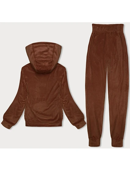 Hnědá dámská velurová souprava s kapucí model 19368947 - J.STYLE