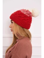 Fleecová čepice Ilona K218 malpberry+ecru Fleecová čepice Ilona K218 malpberry+ecru