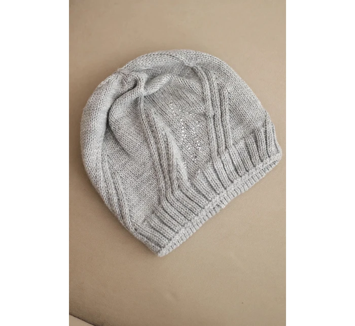 Dámská zimní čepice s vlnou volného střihu K442 šedá