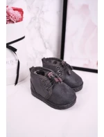 Dívčí šněrovací Sněhové Boty S Kožešinou Šedé model 21545073 - Boto