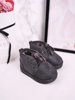 Dívčí šněrovací Sněhové Boty S Kožešinou Šedé model 21545073 - Boto