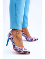 Módní kožené boty Lewski na vysokém podpatku model 21615964 Modrá červená - Boto