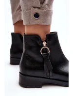 Ploché Dámské Kožené Boty Černé model 21638303 - EVENTO Ploché Dámské Kožené Boty Černé model 21638303 - EVENTO