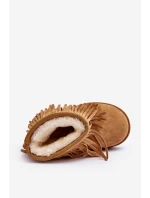 Ocieplane Botky Sněžáky Dětské s Ozdobnými Frédzlami Camel Nimia