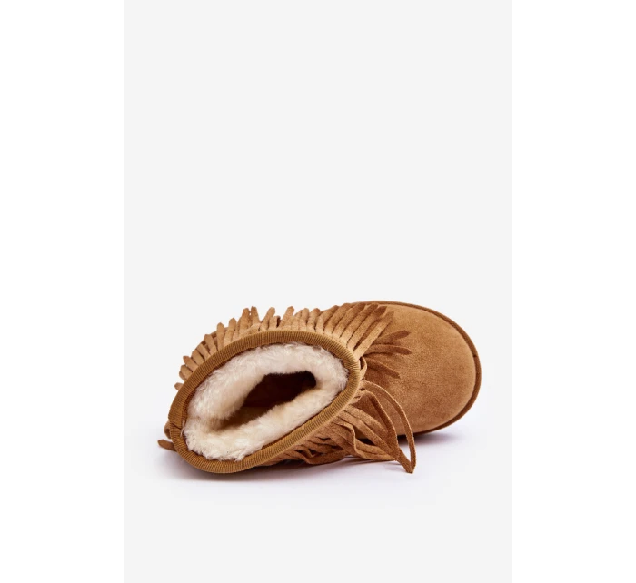 Ocieplane Botky Sněžáky Dětské s Ozdobnými Frédzlami Camel Nimia