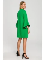 M698 Šaty áčkového střihu s andělskými rukávy - zelené