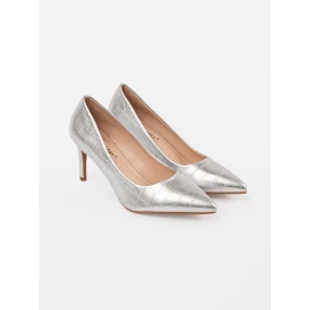 Výborné  lodičky dámské stříbrné na jehlovém podpatku